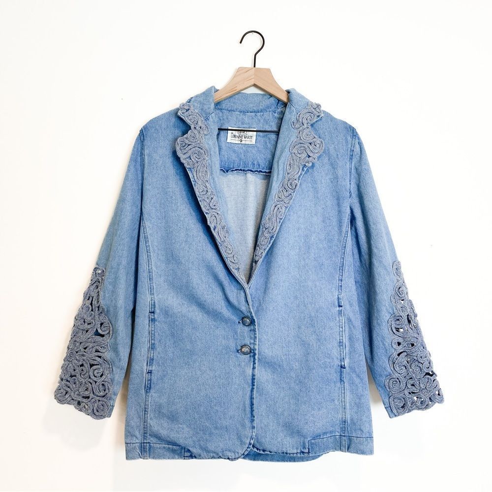 Rare Vintage Oversized Denim Jacket 80s90s Made in USA Opal by Lorraine Wardy